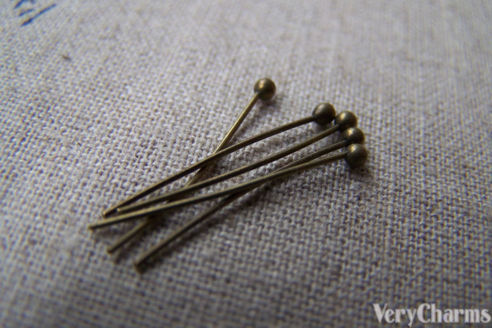 50 Pcs Antiqued Brass Ball End Headpins - 22 Gauge, 2 Inch Long, 2mm Ball End For Jewelry Making