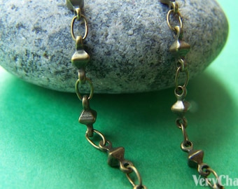 3.3 ft (1m) of Antique Bronze Brass Rhombus Oval Link Chain A2752