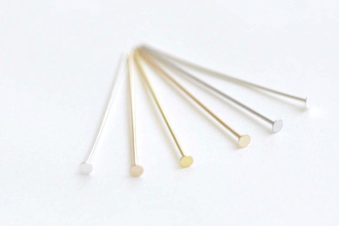 10 Pcs 925 Sterling Silver Flat Head Pins Jewelry Making Silver/gold