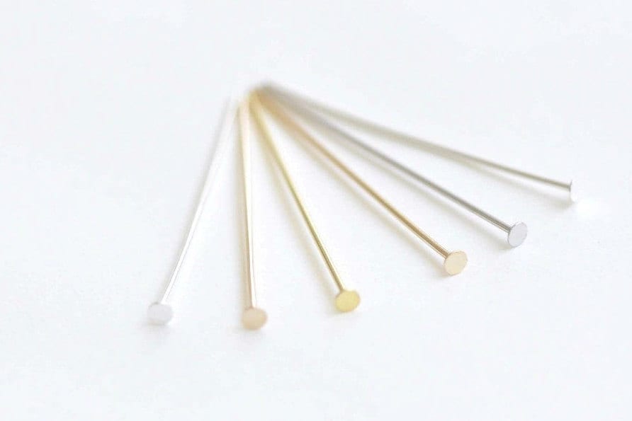 10 pcs 925 Sterling Silver Flat Head Pins Jewelry Making Silver/Gold/Rose Gold/Platinum/Champagne Gold/Polished 24G 20mm/30mm/40mm