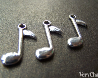 20 pcs of Antique Silver Lovely Music Note Charms 7x24mm A1668