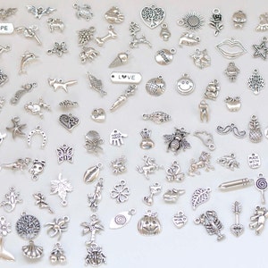 Antique Silver Animal Themed Charms Mixed Styles Set of 100