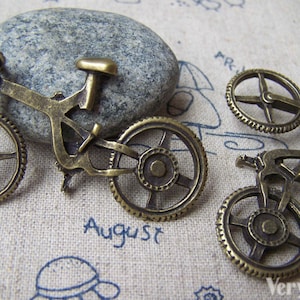 6 pcs of Antique Bronze Bike Bicycle Pendants Charms 30x52mm A926