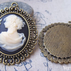 6 pcs of Antique Bronze Oval Cameo Base Pendants Tray Match 30x40mm Cabochon A3528