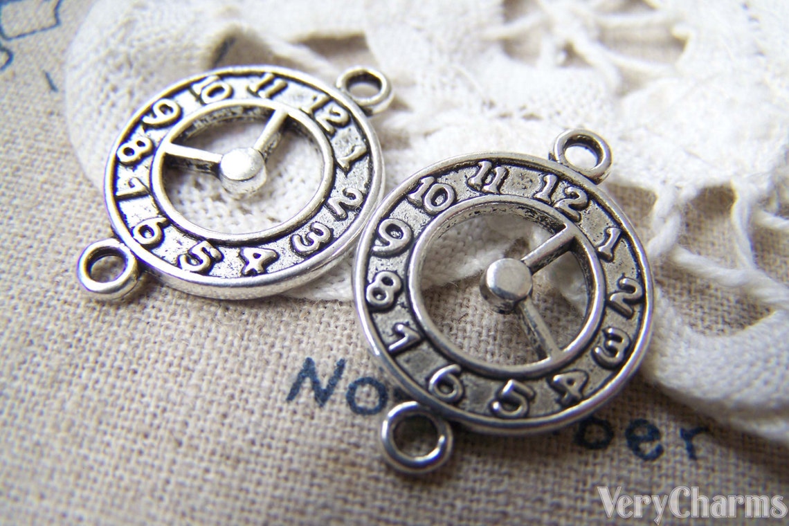 10 Pcs of Antique Silver Clock Connector Charms 18x25mm A2893 Etsy