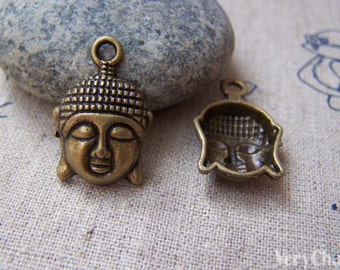 10 pcs of Antique Bronze Buddha Head Charms 15x22mm A722