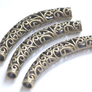 4 pcs Antique Bronze Curved Flower Slide Tube 66mm A6898