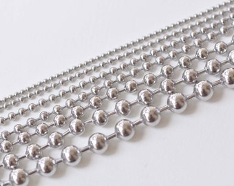 6.6ft (2m) of Stainless Steel Ball Chain 1.2mm/1.5mm/2mm/2.4mm/3.2mm/4mm/5mm