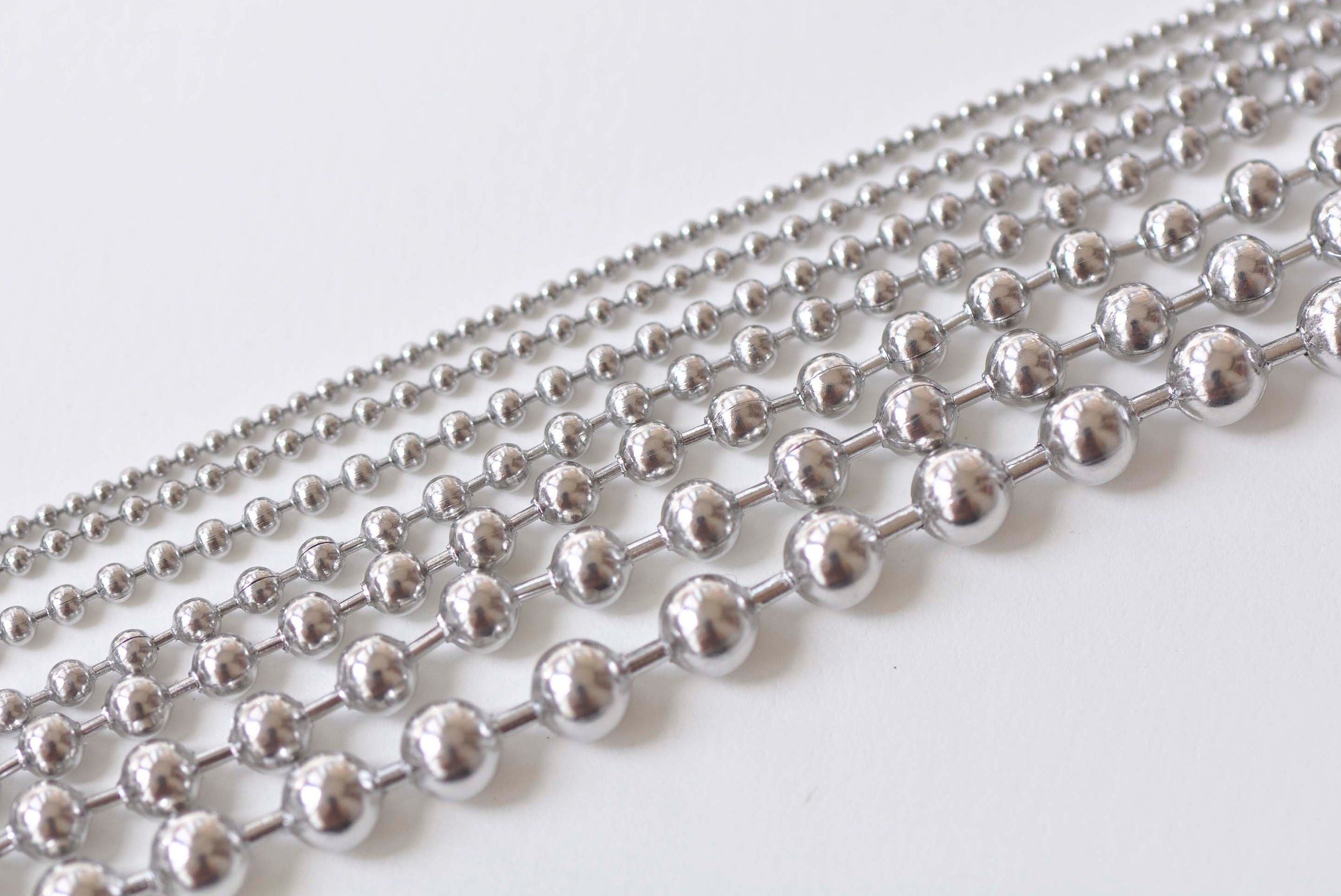 5m Dia 1.5mm 2mm 2.4mm 3.2mm Beaded Ball Chain Bulk Stainless Steel Jewelry  Chains for Necklaces DIY Jewelry Making Supplies