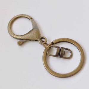 10 pcs Large Keychain Key Ring With Lobster Swivel Clasps for Adding Lanyards Charms Antique Bronze/Light Gold/Rhodium image 2