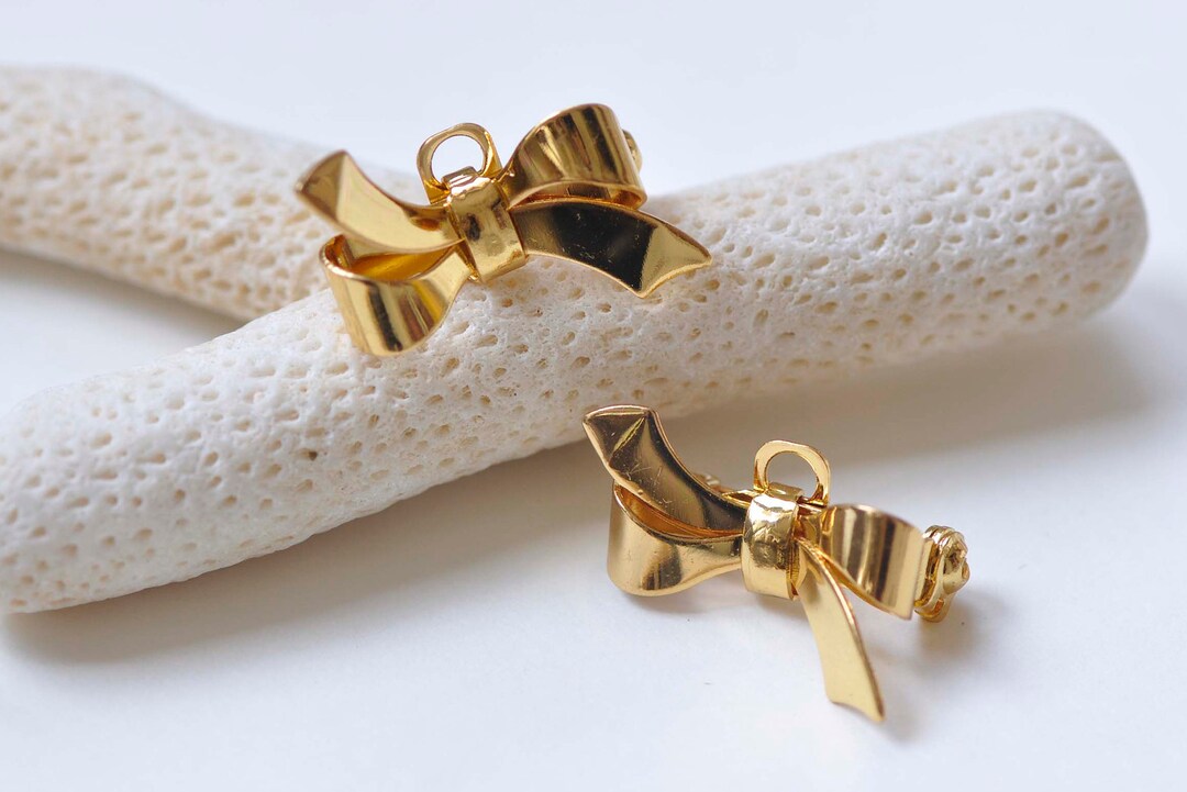 10 Pcs Shiny Gold Bow Safety Pin Brooch Findings 17x28mm A7500 Etsy