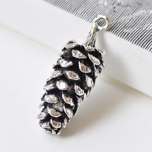 3D Large Pinecones Charm Pendants Antique Silver Finish 15x41mm Set of 4 A8425