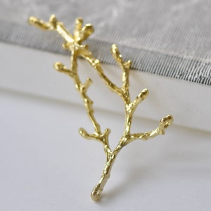 Shiny Gold Twig Pendants Coral Branch Connectors  30x52mm Set of 10 A8860