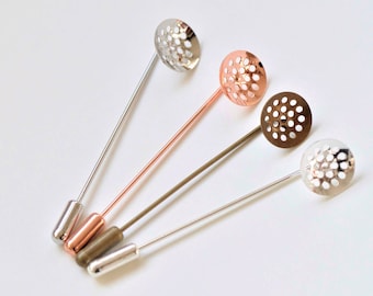 10 Ensembles Stick Pin Embrayage Broche Multi Hole Tamis Réglage Lunette Taille 12mm Antique Bronze / Argent / Platine / Or Clair