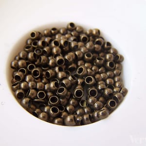 200 pcs Antique Bronze Brass Barrel Crimp Beads 3mm Jewelry Making Supply A5279