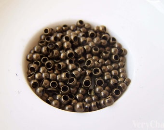 200 pcs Antique Bronze Brass Barrel Crimp Beads 3mm Jewelry Making Supply A5279