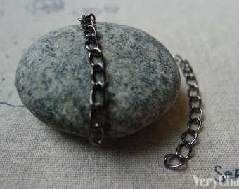 50 pcs of Gunmetal Black Steel Precut Extension Link Chain 3mm A5496