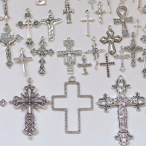 Antique Silver Cross Ankh Charmes religieux Styles mixtes Ensemble de 70 image 3