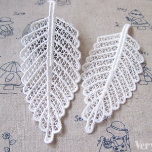 Lace Doily White Polyester Filigree Crochet Tree Leaf  45x120mm Set of 10 pcs A5405