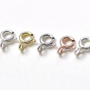 Fermagli a molla in argento sterling 925 da 5 mm, in un unico pezzo, argento/platino/oro/oro rosa/argento sterling lucido