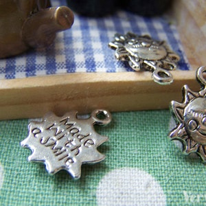 30 pcs Antique Silver Lovely Sun Face Charms 15mm A6580