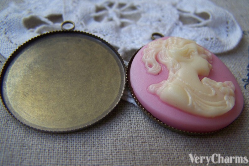 10 pcs of Antique Bronze Round Sawtooth Cameo Base Settings Match 30mm Cabochon A3209