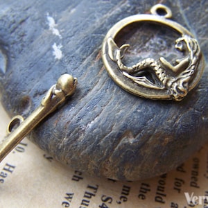 Antique Bronze Mermaid Toggle Clasps Fairy Fish Nautical Closure Set of 10 pcs  A230
