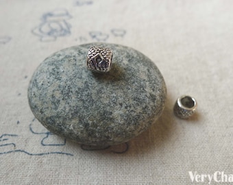 50 pcs Antique Silver Textured Diamond Shape Round Beads 6x6mm  A5547