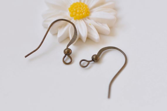 Antique Bronze Earwire Flat Fish Ball End Hook Findings 16x18mm Set of 100 A2992