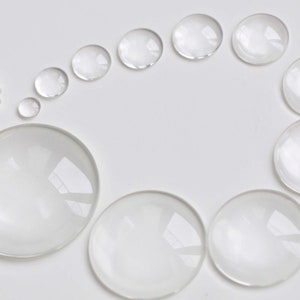 Cabochon rond bas en verre cristal, 4 mm/6 mm/8 mm/10 mm/12 mm/14 mm/15 mm/16 mm/18 mm/20 mm/25 mm/30 mm/40 mm/50 mm/58 mm/60 mm image 1