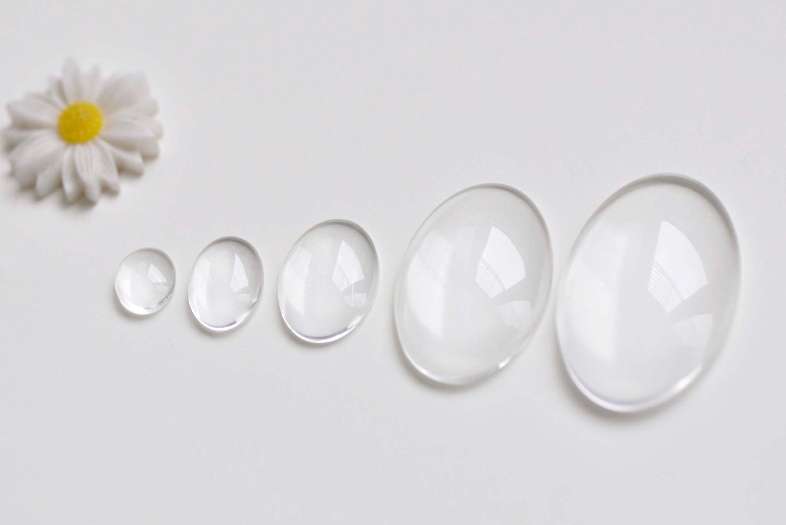 Large Clear Glass Cabochons. Clear Glass Shapes for Pendants