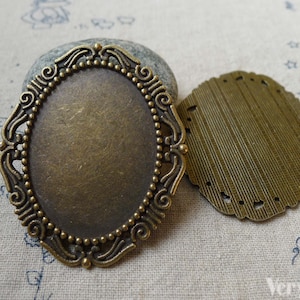 6 pcs Antique Bronze Oval Pendant Tray Base Settings Match 30x40mm Cabochon  A5556