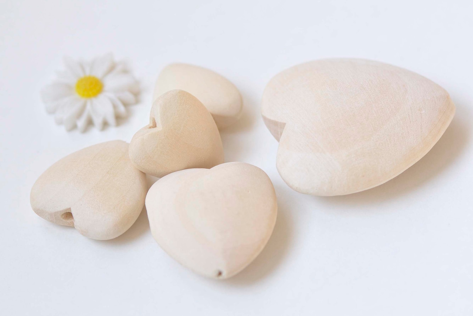One Set of 10 Unfinished Wood Heart Beads 20mm/25mm/30mm/40mm Etsy