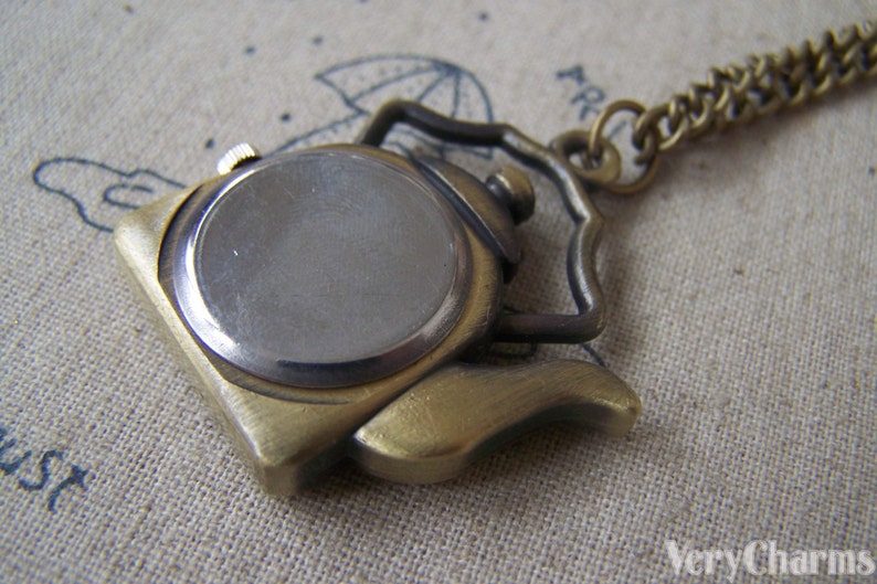 1 PC of Antique Bronze Tea Kettle Pocket Watch 31x38mm A4610 Etsy