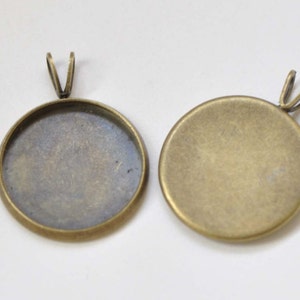 Antique Bronze Double Loop V Shape Pendant Tray Blank Base Setting Match 10/12/14/16/18/20mm Cabochon Set of 10