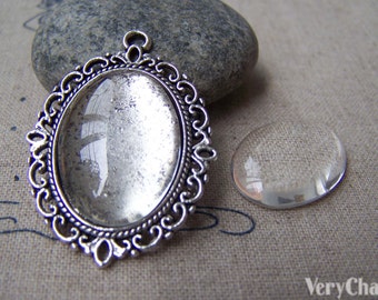20 pcs Magnifying Clear Glass Dome Oval Cabochon Cabs Cover 18x25mm A2119