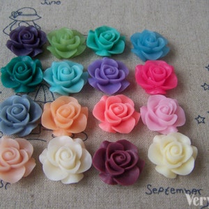 10 pcs of Resin Round Flower Cameo 21mm Mixed Color A4711