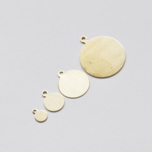 Raw Brass  Flat Round Blank One Loop Disc Charms   4mm/5mm/6mm/8mm/10mm/12mm/15mm/18mm