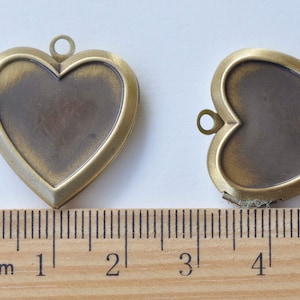 4 pcs Flat Back Bezel Heart Photo Locket Charms Pendants Shiny Gold/Rose Gold/Platinum/Gunmetal/Silver/Brushed Bronze image 4