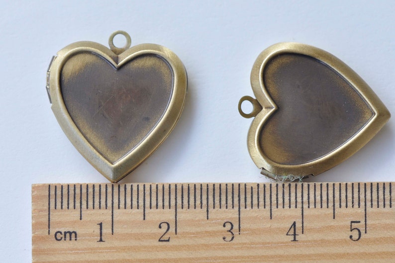 4 pcs Flat Back Bezel Heart Photo Locket Charms Pendants Shiny Gold/Rose Gold/Platinum/Gunmetal/Silver/Brushed Bronze image 4