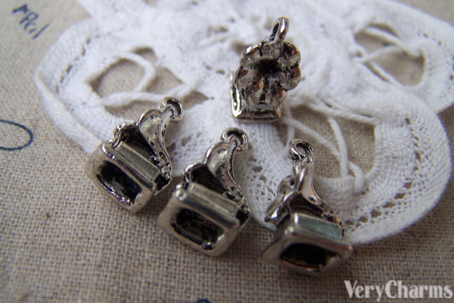 Charm (Pendentif) Vintage Argent Sterling 925 - Forme Gramophone Victorien - Antiquité - 3,5g - 1,7cm - France