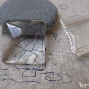 10 pcs of Clear Glass Dome Square Cabochon Cameo 25mm A7202