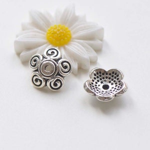 20 pcs of Antique Silver Textured Coil Flower Bead Caps Findings 11mm A961