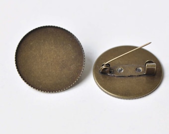 Broche de bronce antiguo back Base Sawtooth Edge Bezel Set Match 20mm/25mm/30mm Cabochoch Set de 10