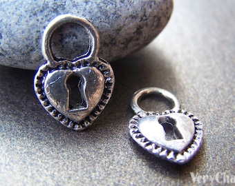 20 stuks van antiek zilver hart Lock Charms 11x17mm A2188