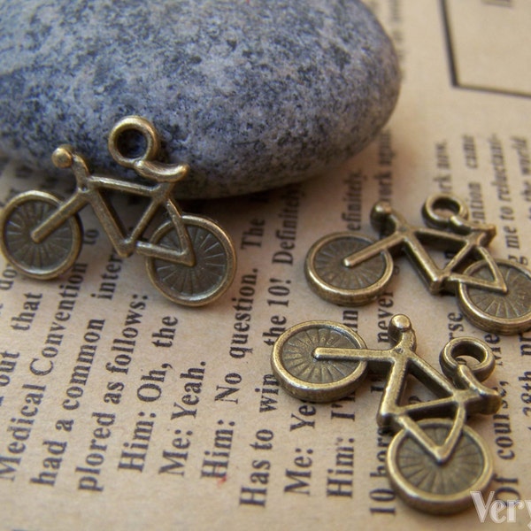 10 pcs of Antique Bronze Bike Bicycle Charms 15x20mm A951