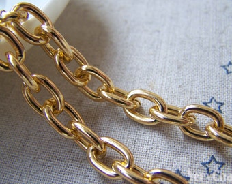16ft (5m) Gold Tone Aluminium Oval Cable Chain With Unsoldered Links 7x10mm A5070