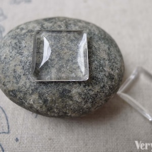 20 pcs Clear Glass Dome Square Cabochon Cameo 15mm A6884