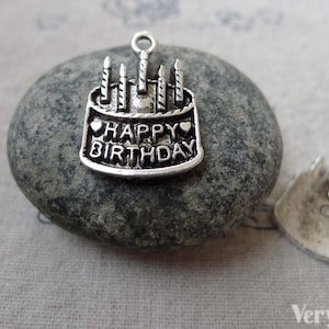 Birthday Cake Antique Silver Charms 15x19mm Set of 20 pcs A6695