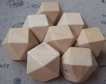 Perles de bois facetées Geometric Figure Polygon Wooden Findings 10mm/12mm/14mm/16mm/21mm/25mm/30mm Lot of 20 HIGH QUALITY